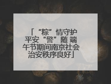 “粽”情守护 平安“警”随 端午节期间南京社会治安秩序良好
