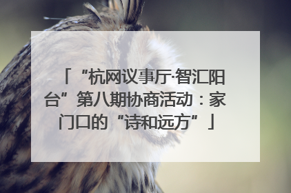 “杭网议事厅·智汇阳台”第八期协商活动：家门口的“诗和远方”