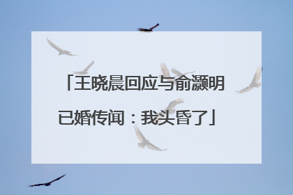 王晓晨回应与俞灏明已婚传闻：我头昏了