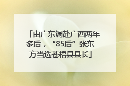由广东调赴广西两年多后，“85后”张东方当选苍梧县县长