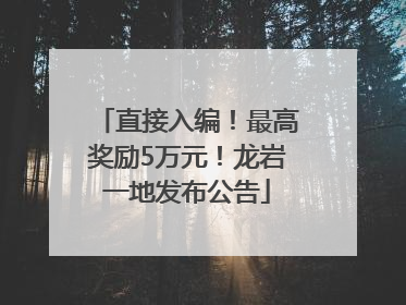 直接入编！最高奖励5万元！龙岩一地发布公告