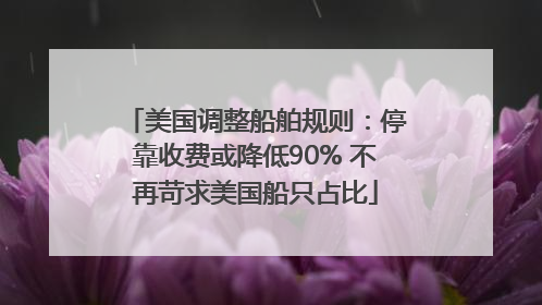 美国调整船舶规则：停靠收费或降低90% 不再苛求美国船只占比