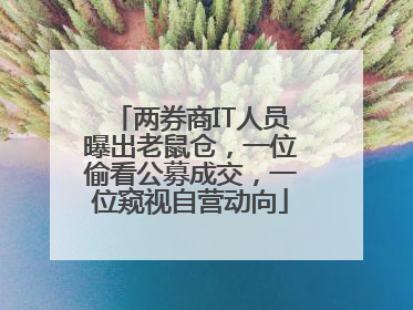 两券商IT人员曝出老鼠仓，一位偷看公募成交，一位窥视自营动向