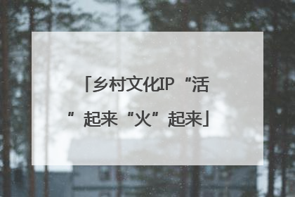 乡村文化IP“活”起来“火”起来