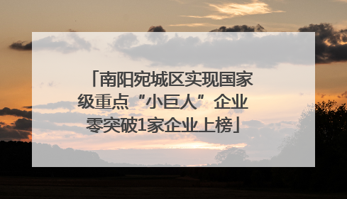南阳宛城区实现国家级重点“小巨人”企业零突破1家企业上榜