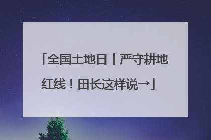 全国土地日丨严守耕地红线！田长这样说→