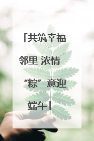 共筑幸福邻里 浓情“粽”意迎端午