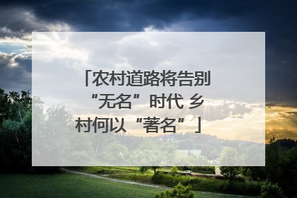 农村道路将告别“无名”时代 乡村何以“著名”