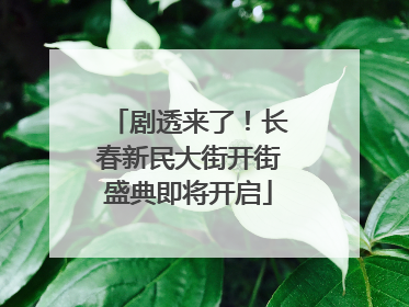 剧透来了！长春新民大街开街盛典即将开启