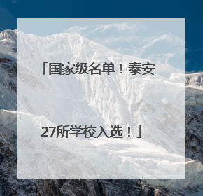 国家级名单！泰安27所学校入选！