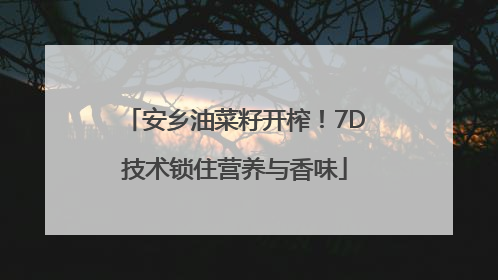 安乡油菜籽开榨！7D技术锁住营养与香味
