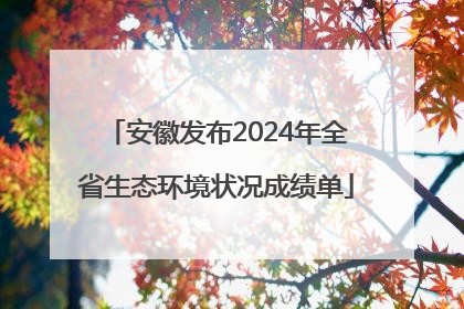 安徽发布2024年全省生态环境状况成绩单