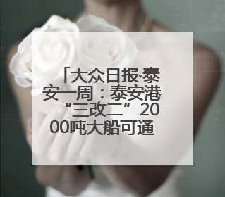 大众日报·泰安一周：泰安港“三改二”2000吨大船可通江达海上头版，泰安房产服务改革经验全省推广