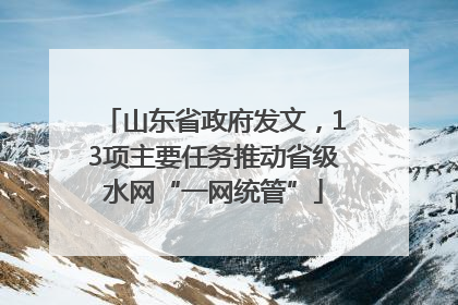山东省政府发文，13项主要任务推动省级水网“一网统管”