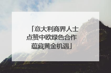 意大利商界人士点赞中欧绿色合作蕴藏黄金机遇