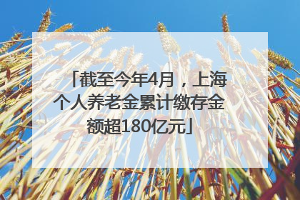 截至今年4月，上海个人养老金累计缴存金额超180亿元
