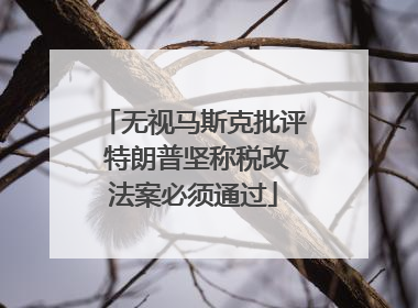 无视马斯克批评 特朗普坚称税改法案必须通过