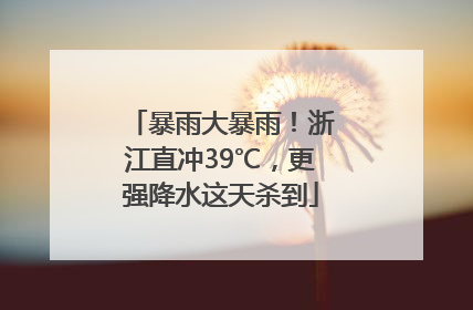 暴雨大暴雨！浙江直冲39℃，更强降水这天杀到