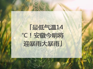 最低气温14℃！安徽今明将迎暴雨大暴雨