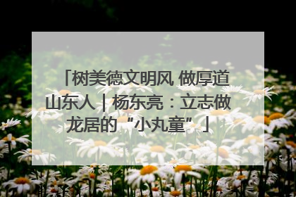 树美德文明风 做厚道山东人｜杨东亮：立志做龙居的“小丸童”