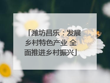 潍坊昌乐：发展乡村特色产业 全面推进乡村振兴