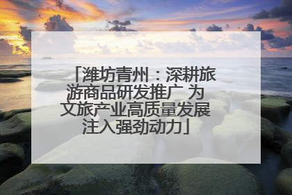 潍坊青州：深耕旅游商品研发推广 为文旅产业高质量发展注入强劲动力
