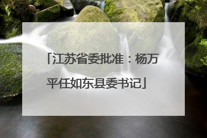 江苏省委批准：杨万平任如东县委书记