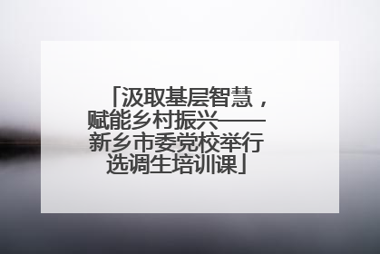 汲取基层智慧，赋能乡村振兴——新乡市委党校举行选调生培训课