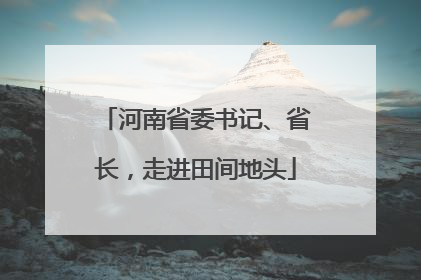 河南省委书记、省长，走进田间地头