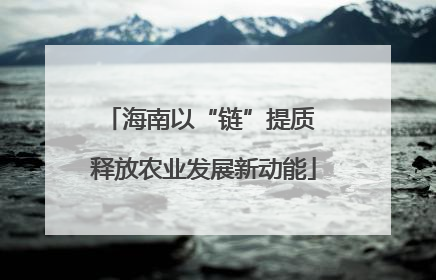 海南以“链”提质 释放农业发展新动能