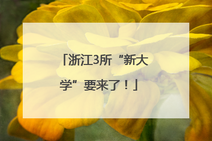 浙江3所“新大学”要来了！