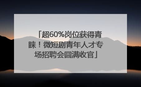 超60%岗位获得青睐！微短剧青年人才专场招聘会圆满收官