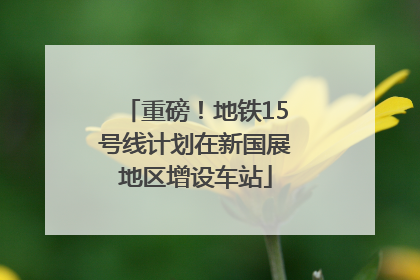 重磅！地铁15号线计划在新国展地区增设车站
