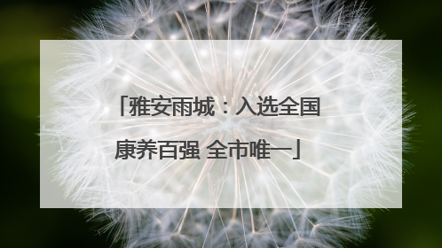 雅安雨城：入选全国康养百强 全市唯一