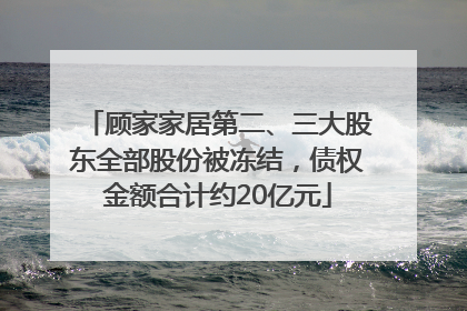 顾家家居第二、三大股东全部股份被冻结，债权金额合计约20亿元