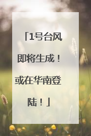 1号台风即将生成！或在华南登陆！